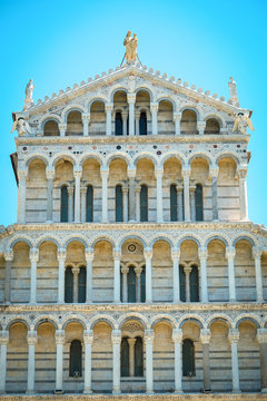 Pisa, Italy - June, 15, 2017: facade of Pisa Cathedral in Pisa, Italy
