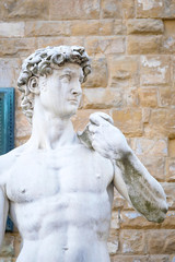Florence, Italy - June, 5, 2017: visitors in Uffizi gallery yard in Florence, Italy