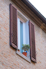 FERRARA, ITALY - June, 3, 2017: facade of an inhabitable house in Ferrara, Italy