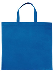 Sample blue non-woven bag isolated on white 