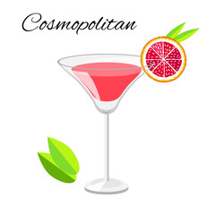 Cosmopolitan cocktail  isolated on white