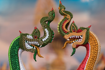 Fototapeta premium Handicraft of Dual serpent, old beliefs in Thai culture.