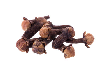 Clove spice closeup isolated on a white background