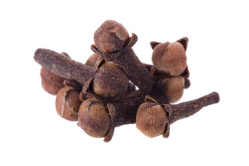 Clove spice closeup isolated on a white background