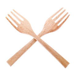 wooden fork isolated on white background