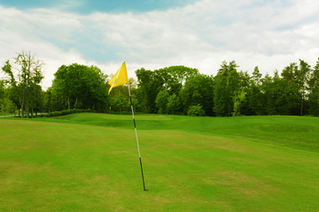 Obraz premium Landscape with big golf course on summer day