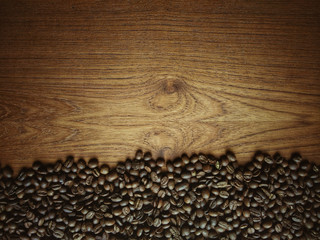 vintage, background, coffee bean on wood table