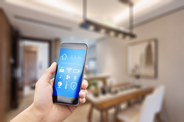 mobile phone in modern dining room