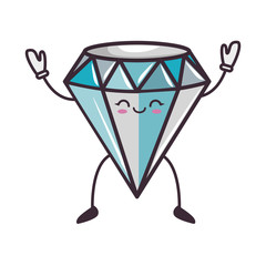 kawaii diamond icon over white background vector illustration