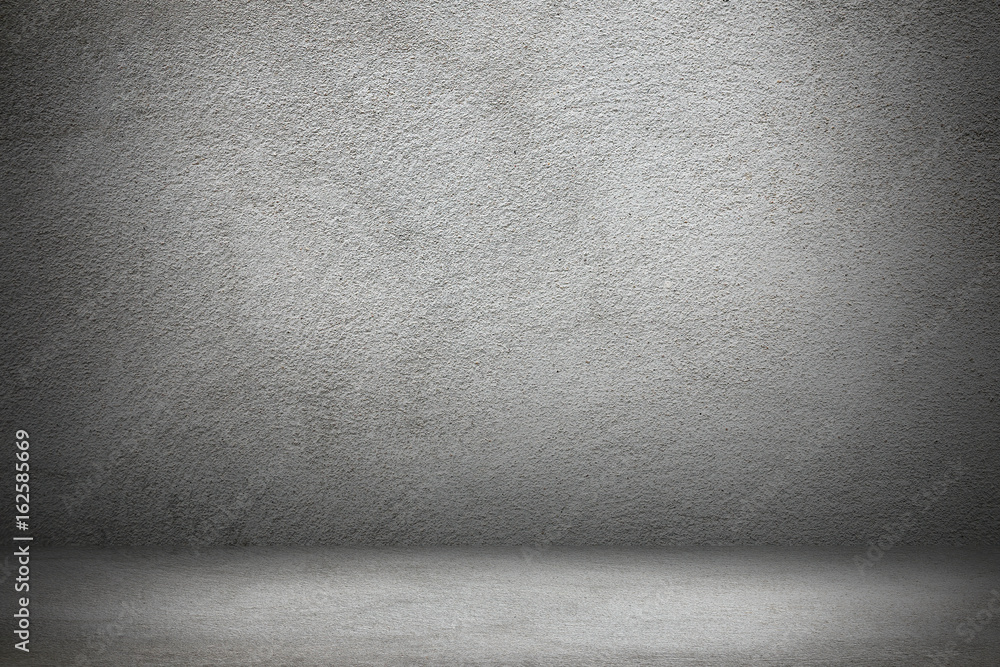 Poster design on concrete wall and floor with shadow for pattern and background