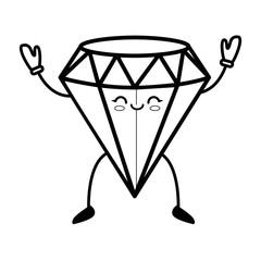 kawaii diamond icon over white background vector illustration