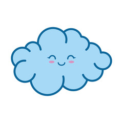 kawaii cloud icon over white background colorful design vector illustration