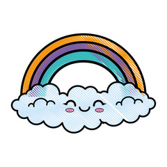 rainbow with clouds  icon over white background colorful design vector illustration