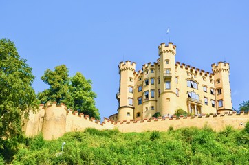 Exteriors of Hohenschwangau Castle in Germany