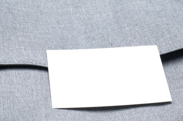 blank business card on the bag