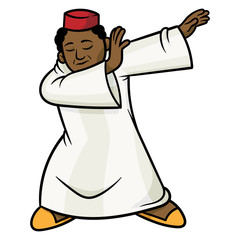 Cartoon Moroccan Man Dabbing Vector Illustration