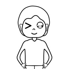 line cute man with hairstyle design