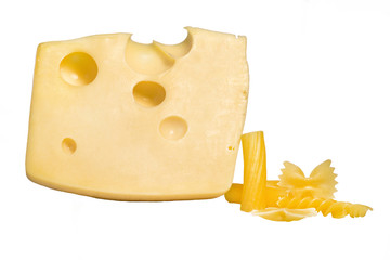 Piece of cheese isolated on white bacground