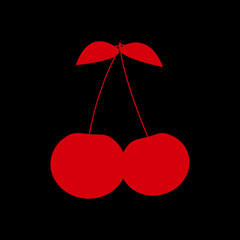 Silhouette of a cherry red