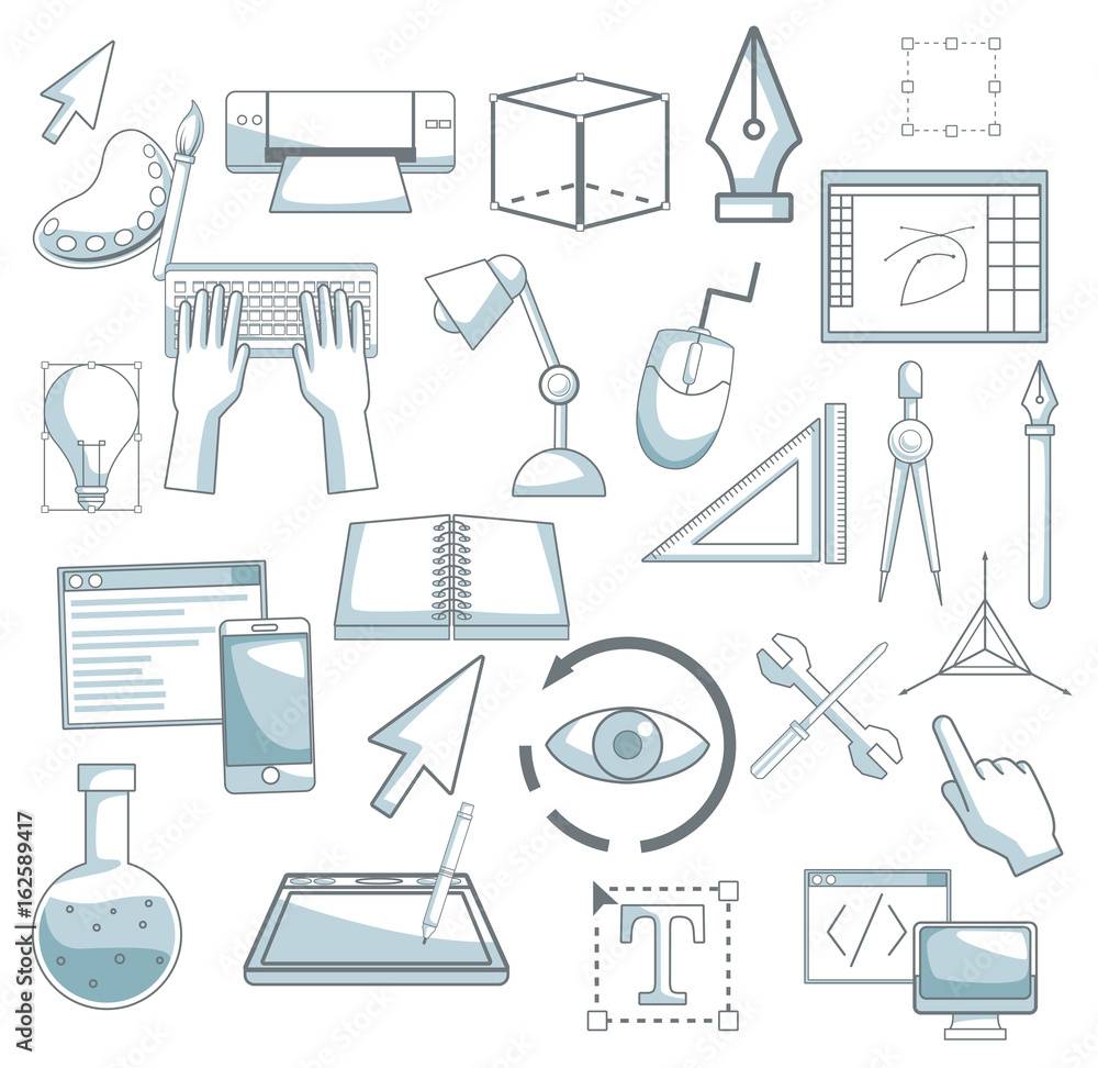 Poster white background with silhouette color sections shading of elements graphic design