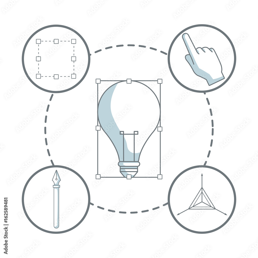 Poster white background with silhouette color sections shading of light bulb transform with icons graphic d