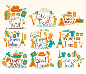 Happy Travel and vacation collage composition