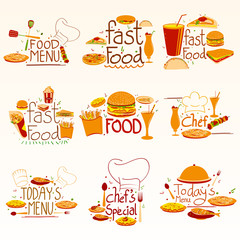 Different Fast Food and Dessert related composition for Restaurant Menu