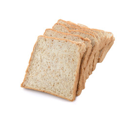 fresh bread slices isolated on white background