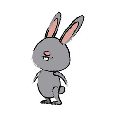 cute gray bunny easter concept