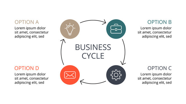 Vector circle arrows infographic, cycle diagram, graph, presentation chart. Business concept with 4 options, parts, steps, processes. Slide template.