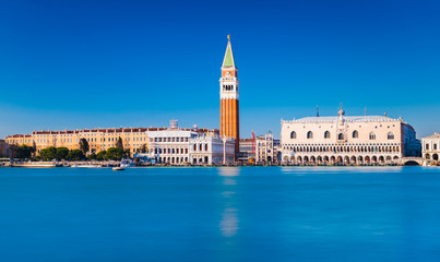Fototapeta na wymiar Venice skyline, Italy: View of San Marco Square. Cityscape of the most popular city in northern Italy.