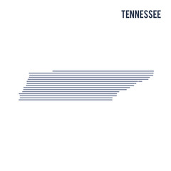 Vector abstract hatched map of State of Tennessee with lines isolated on a white background.