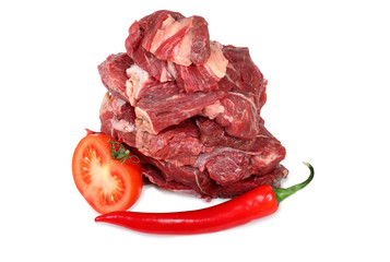 Fresh raw meat on white background