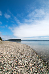 Shine Tidelands State Park shoreline of Bywater Bay near Port Ludlow in the Puget Sound in...