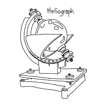 Heliograph - vector illustration sketch hand drawn with black lines, isolated on white background