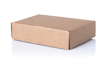 Cardboard box on white background