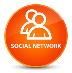 Social network (group icon) elegant orange round button