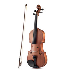 Obraz na płótnie Canvas Violin with bow isolated on white background