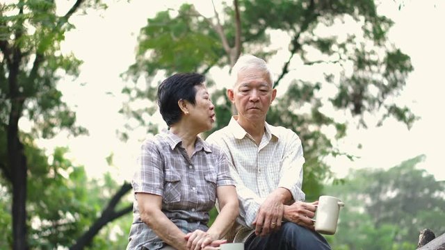 Asian senior couple having serious discussion. Life planning, financial and family issue