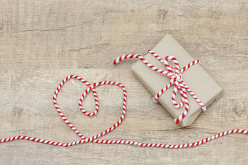 xmas present lying on wood