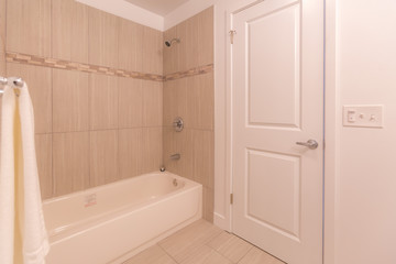 Fototapeta na wymiar Model homes always show off beautiful bathrooms with clever design