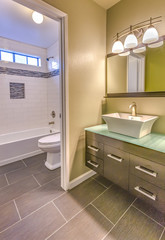 Model homes always show off beautiful bathrooms with clever design