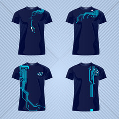 Original print for t-shirt. T-shirt with fashionable design - Abstract circuit board style. Vector Illustration