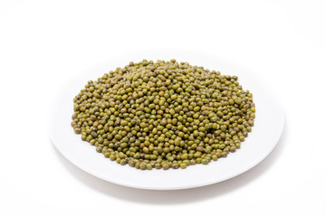 Green Mung/ Vigna radiata on a white background