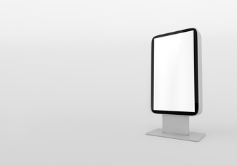 Outdoor Advertising Stand Display (empty banner lightbox) - mockup template isolated on white. 3D rendering