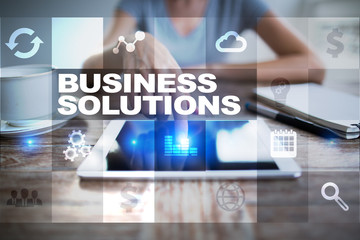 Business solutions on the virtual screen. Business concept.