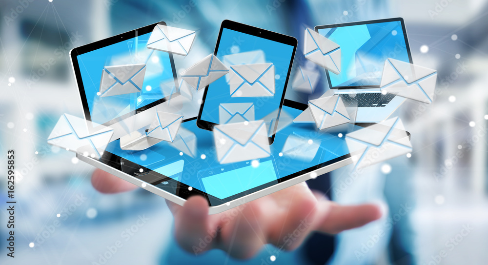 Canvas Prints businessman receiving e-mails on his digital devices 3d rendering