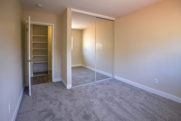 Empty bedroom in a model home in southern California