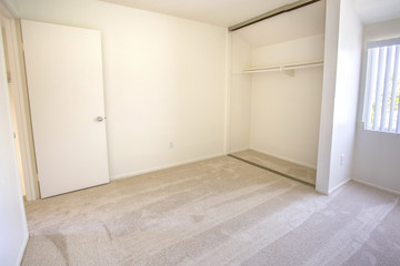 Empty bedroom in a model home in southern California