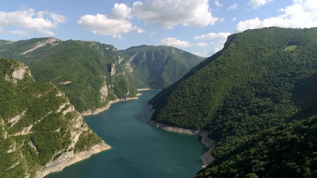 Aerial view of Piva Canyon in Montenegro